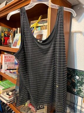 Maurices Black Sequin Mesh Tank Top